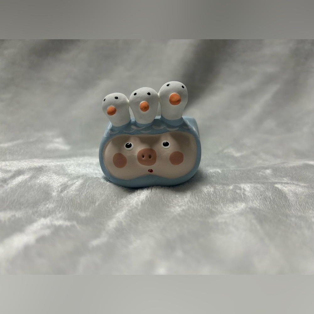 Extra small handmade blue white pot planter